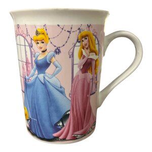 Disney Princess Ceramic Mug With Cinderella Belle Rapunzel & Tiana Graphics Dish